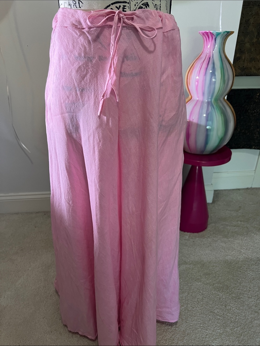 Linen Maxi Skirt with Drawstring Waist!